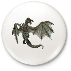 printfashion Skyrim Sárkány - Kitűző, hűtőmágnes - Fehér (3075920)