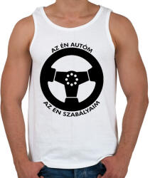 printfashion Az én autóm az én szabályaim - Férfi atléta - Fehér (1688467)