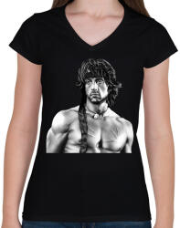 printfashion Rambo - Női V-nyakú póló - Fekete (2367184)