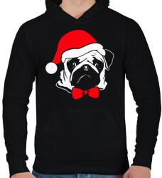 printfashion Mopsz karácsony - Férfi kapucnis pulóver - Fekete (1100497)