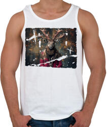 printfashion Karácsonyi rénszarvas - Férfi atléta - Fehér (14723775)
