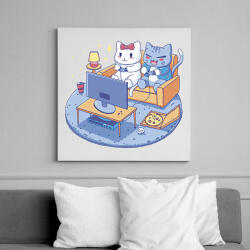 printfashion Gamer cica pár - Vászonkép - Fehér (13877926)