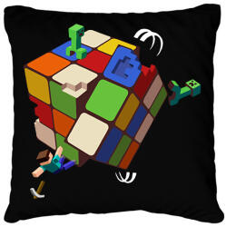 printfashion Rubik - Minecraft - Párnahuzat, Díszpárnahuzat - Fekete (15639272)