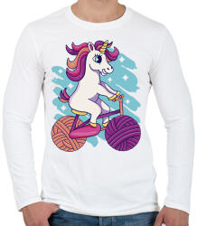 printfashion Unikornis biciklin - Férfi hosszú ujjú póló - Fehér (14014836)