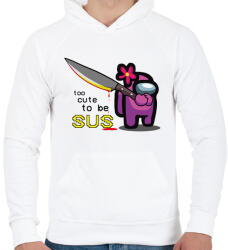 printfashion Among us - too CUTE to be SUS - Férfi kapucnis pulóver - Fehér (4221632)