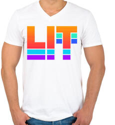 printfashion DJ LIT - Férfi V-nyakú póló - Fehér (1824421)