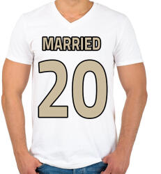 printfashion Házassági évforduló - első fele - Férfi V-nyakú póló - Fehér (13528624)