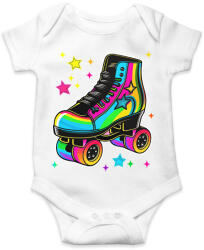 printfashion 80-as évek retro görkorcsolya neon - Baba Body - Fehér (12898019)