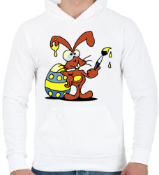 printfashion Mr. Rabbit fest - Férfi kapucnis pulóver - Fehér (2400392)