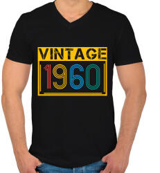 printfashion 1960 - Férfi V-nyakú póló - Fekete (13120124)