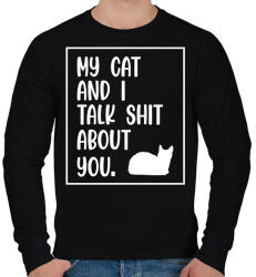 printfashion My cat and I - White - Férfi pulóver - Fekete (7047123)