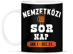 printfashion Nemzetközi sörnap - Fehér - Bögre - Fekete (1580641)