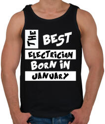 printfashion Best Electrician Born in January - Férfi atléta - Fekete (543361)