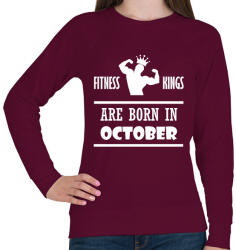 printfashion Fitnessz királyok októberben születtek - Női pulóver - Bordó (1415562)