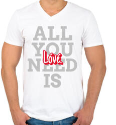 printfashion All you need is lóvé - Férfi V-nyakú póló - Fehér (9953795)