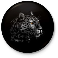 printfashion Leopárd portré - Kitűző, hűtőmágnes - Fekete (4848464)