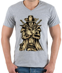 printfashion Fegyveres - Férfi V-nyakú póló - Sport szürke (48044)