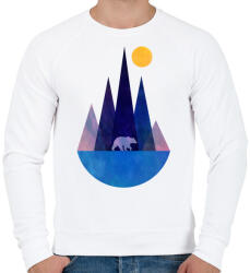 printfashion Medve és hegyek - Férfi pulóver - Fehér (5237070)