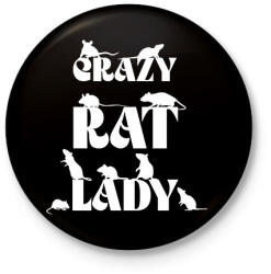 printfashion Crazy Rat Lady - Kitűző, hűtőmágnes - Fekete (12747938)