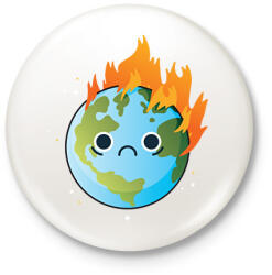 printfashion Lángoló Föld - Kitűző, hűtőmágnes - Fehér (6388349)