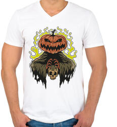 printfashion Halloween - Férfi V-nyakú póló - Fehér (16824132)