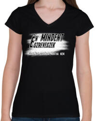 printfashion Én mindent észreveszek csak úgy csinálok, mintha nem - Női V-nyakú póló - Fekete (16539909)