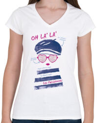printfashion Párizsi - Női V-nyakú póló - Fehér (54431)