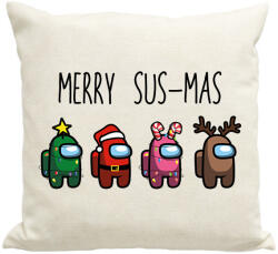 printfashion Among us merry sus-mas - Párnahuzat, Díszpárnahuzat - Lenvászon (5660011)