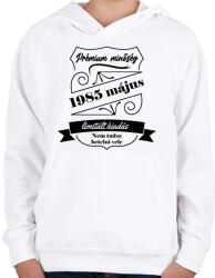 printfashion Prémium minőség - Évvel, hónappal - Gyerek kapucnis pulóver - Fehér (7151050)
