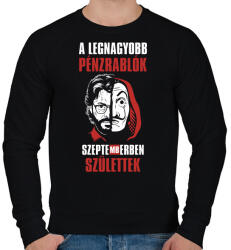 printfashion A legnagyobb pénzrablók szeptemberben születtek - Férfi pulóver - Fekete (4681354)