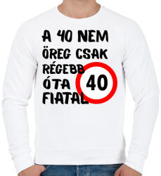 printfashion 40 éves Fekete minta - Férfi pulóver - Fehér (16107967)