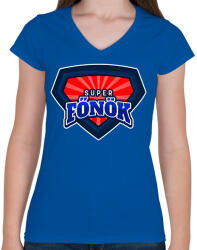 printfashion SUPERFŐNÖK - Női V-nyakú póló - Királykék (11479316)