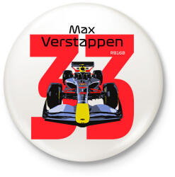 printfashion Verstappen 33 autóversenyző - fekete felirat - Kitűző, hűtőmágnes - Fehér (16043130)