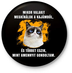 printfashion Mikor valakit megkínálok a kajámból - Kitűző, hűtőmágnes - Fekete (7699018)