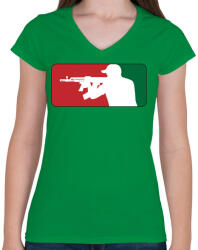 printfashion AMD league - Női V-nyakú póló - Zöld (447716)