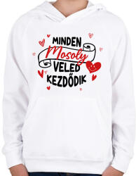 printfashion Minden mosoly - Gyerek kapucnis pulóver - Fehér (11641012)