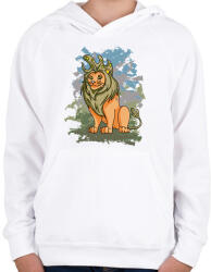 printfashion A leveli oroszlán - Gyerek kapucnis pulóver - Fehér (5690211)