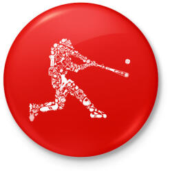 printfashion Baseball játékos - Kitűző, hűtőmágnes - Piros (3106295)