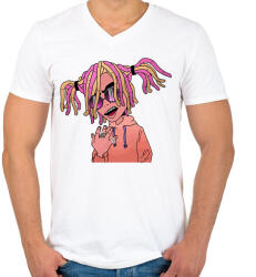 printfashion Lil Pump - Férfi V-nyakú póló - Fehér (1747592)