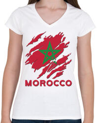 printfashion Morocco Marokkó - Női V-nyakú póló - Fehér (11117684)
