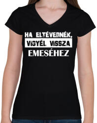 printfashion Eltévedt pároknak - Ha eltévednék (fehér) - Női V-nyakú póló - Fekete (6995837)