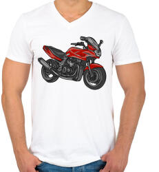 printfashion kawasaki zr7 piros - Férfi V-nyakú póló - Fehér (2908913)
