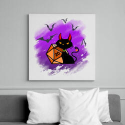 printfashion Halloween Cica - Vászonkép - Fehér (6638057)