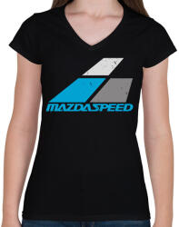 printfashion Mazda Speed - Női V-nyakú póló - Fekete (1445997)
