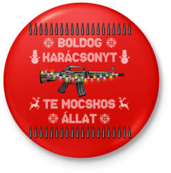 printfashion Boldog Karácsonyt Te mocskos állat! - Kitűző, hűtőmágnes - Piros (3923422)