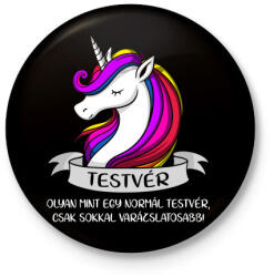 printfashion Testvér unikornis - Kitűző, hűtőmágnes - Fekete (3097180)