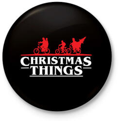 printfashion Stranger Things Karácsony fehér - Kitűző, hűtőmágnes - Fekete (5255323)