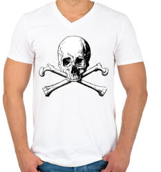 printfashion Kaloz Mintázat - Férfi V-nyakú póló - Fehér (627313)