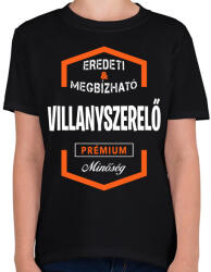 printfashion Villanyszerelő prémium minőség - Gyerek póló - Fekete (1435538)