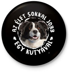 printfashion Border Collie - Kitűző, hűtőmágnes - Fekete (5440488)